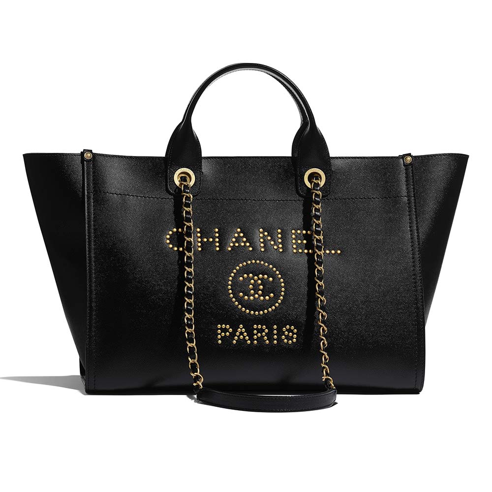 Chanel tote bag / shopper Black Leather ref.106072