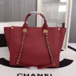 Chanel Women Chanel's Large Tote Shopping Bag in Grained Calfskin Leather-Red - Image 3