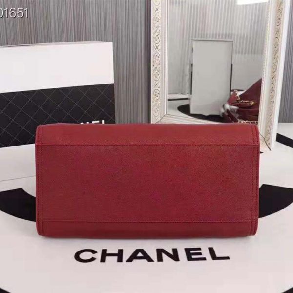 Chanel Women Chanel’s Large Tote Shopping Bag in Grained Calfskin Leather-Red (4)