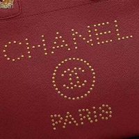 Chanel Women Chanel’s Large Tote Shopping Bag in Grained Calfskin Leather-Red (1)