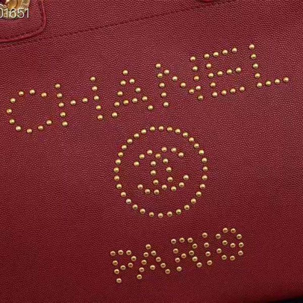 Chanel Women Chanel’s Large Tote Shopping Bag in Grained Calfskin Leather-Red (8)