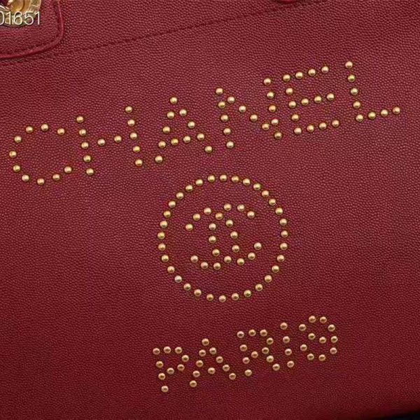 Chanel Women Chanel’s Large Tote Shopping Bag in Grained Calfskin Leather-Red (8)