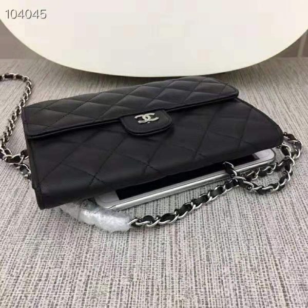 Chanel Women Classic Clutch with Chain in Lambskin Leather-Black (7)