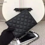 Chanel Women Classic Clutch with Chain in Lambskin Leather-Black – Image 9