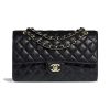 Chanel Women Classic Handbag in Grained Calfskin Leather-Black