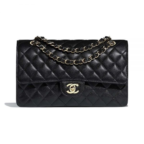 Chanel Women Classic Handbag in Grained Calfskin Leather-Black (1)