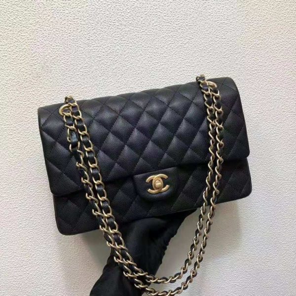 Chanel Women Classic Handbag in Grained Calfskin Leather-Black (2)