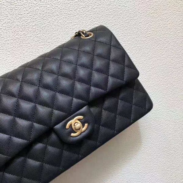 Chanel Women Classic Handbag in Grained Calfskin Leather-Black (4)