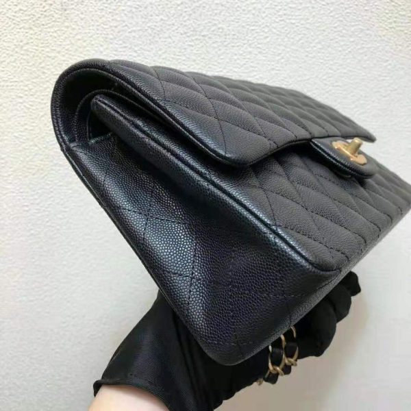 Chanel Women Classic Handbag in Grained Calfskin Leather-Black (6)
