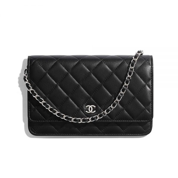Chanel Women Classic Wallet On Chain in Lambskin Leather-Black (1)