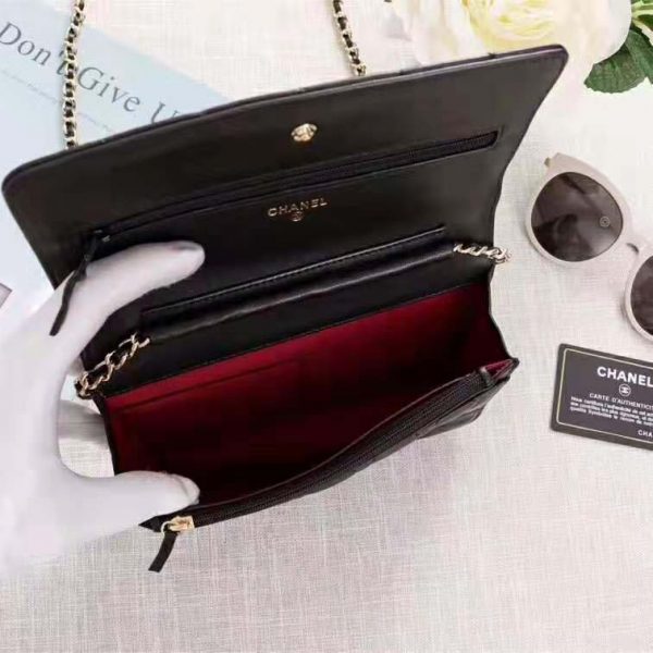 Chanel Women Classic Wallet On Chain in Lambskin Leather-Black (10)