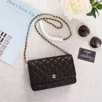Chanel Women Classic Wallet On Chain in Lambskin Leather-Black (1)