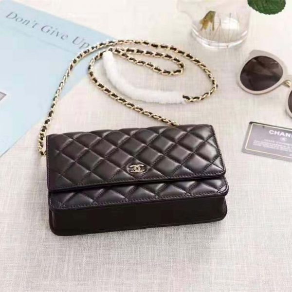 Chanel Women Classic Wallet On Chain in Lambskin Leather-Black (5)