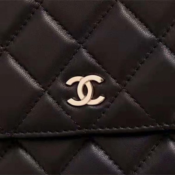 Chanel Women Classic Wallet On Chain in Lambskin Leather-Black (6)