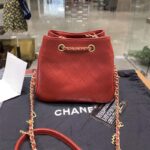 Chanel Women Drawstring Bag in Calfskin Leather-Maroon – Bild 3