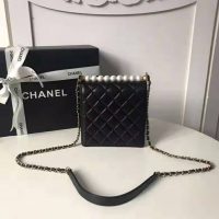 Chanel Women Flap Bag Black Ringer Pearl in Goatskin Leather (7)