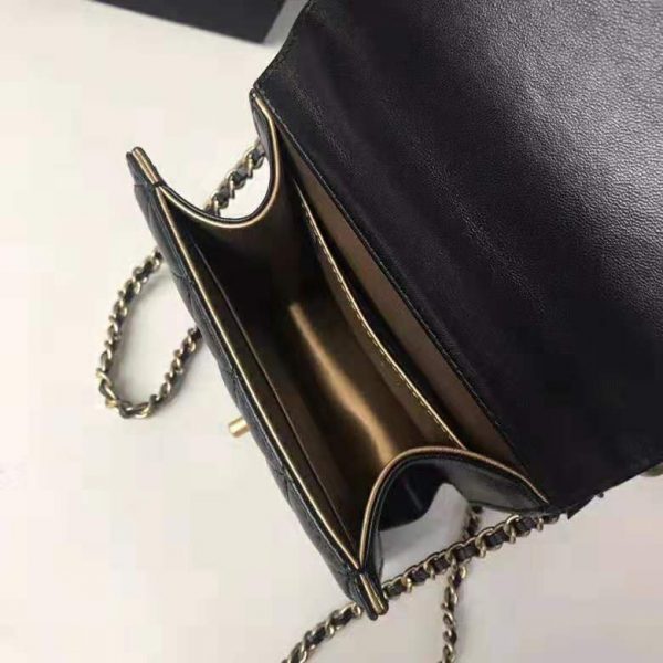 Chanel Women Flap Bag Black Ringer Pearl in Goatskin Leather (6)