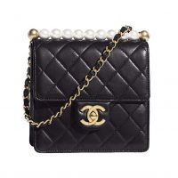 Chanel Women Flap Bag Black Ringer Pearl in Goatskin Leather (7)