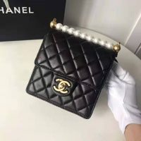 Chanel Women Flap Bag Black Ringer Pearl in Goatskin Leather (7)