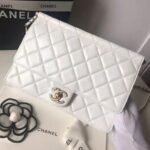 Chanel Women Flap Bag White Ringer Pearl in Goatskin Leather - Image 3