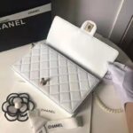 Chanel Women Flap Bag White Ringer Pearl in Goatskin Leather - Image 6