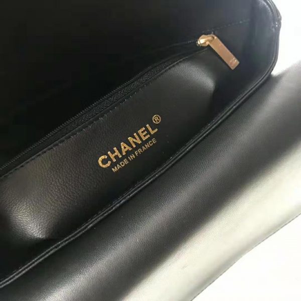 Chanel Women Flap Bag in Metallic Lambskin Leather-Black (9)