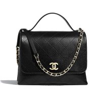 Chanel Women Flap Bag with Top Handle in Calfskin-Black