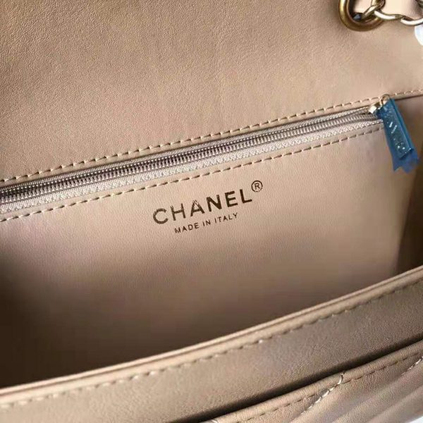 Chanel Women Flap Bag with Top Handle in Calfskin-Sandy (9)