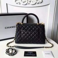 Chanel Women Flap Bag with Top Handle in Grained Calfskin Leather-Black (1)