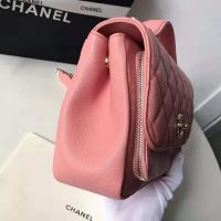Chanel Women Flap Bag with Top Handle in Grained Calfskin Leather-Pink (1)