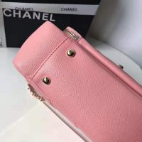 Chanel Women Flap Bag with Top Handle in Grained Calfskin Leather-Pink (1)