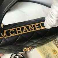 Chanel Women Flap Bag with Top Handle in Lambskin-Black (1)