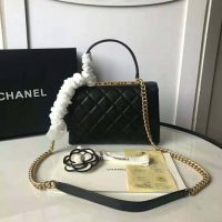 Chanel Women Flap Bag with Top Handle in Lambskin-Black (1)