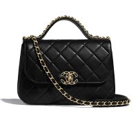 Chanel Women Flap Bag with Top Handle in Lambskin Leather (1)