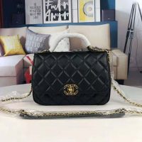 Chanel Women Flap Bag with Top Handle in Lambskin Leather (1)