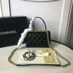 Chanel Women Flap Bag with Top Handle in Lambskin Leather-Black - immagine 4