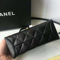 Chanel Women Flap Bag with Top Handle in Lambskin Leather-Black (1)