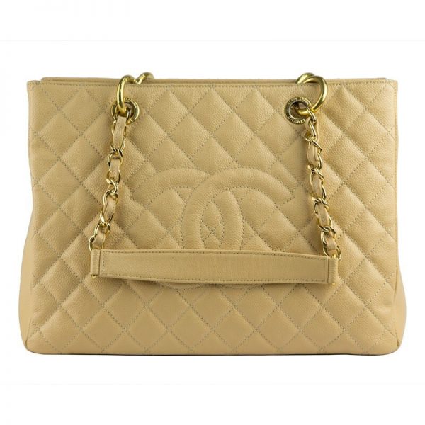 Chanel Women GST Shopping Bag in Grained Calfskin Leather-Sandy (4)