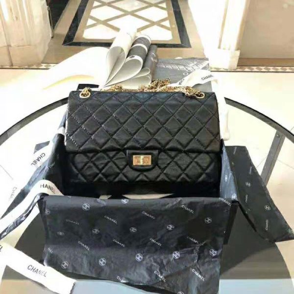 Chanel Women Large 2.55 Handbag in Aged Calfskin Leather-Black (2)