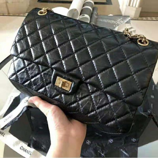 Chanel Women Large 2.55 Handbag in Aged Calfskin Leather-Black (3)