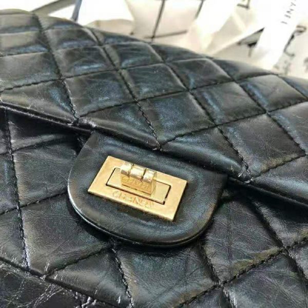 Chanel Women Large 2.55 Handbag in Aged Calfskin Leather-Black (4)