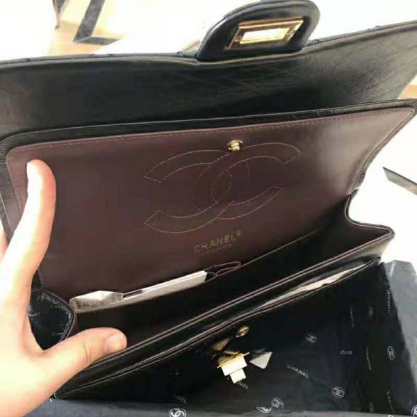 Chanel Women Large 2.55 Handbag in Aged Calfskin Leather-Black (9)