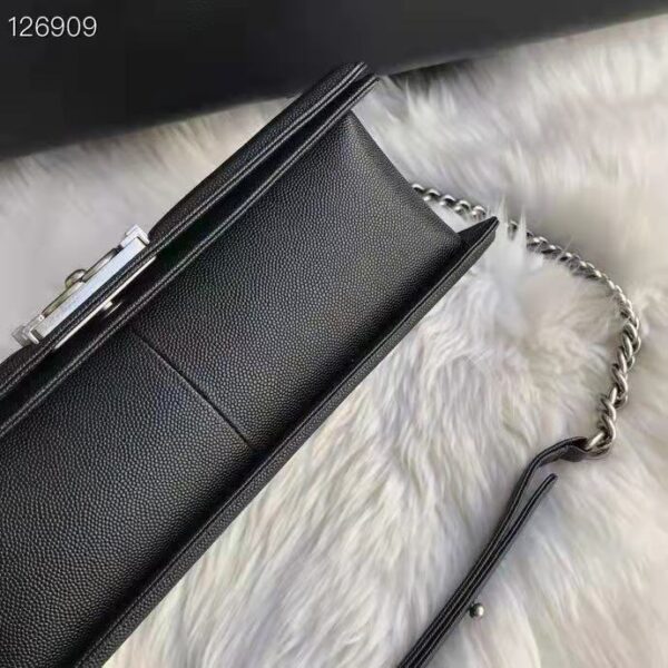 Chanel Women Large Boy Chanel Handbag in Calfskin Leather-Black (12)