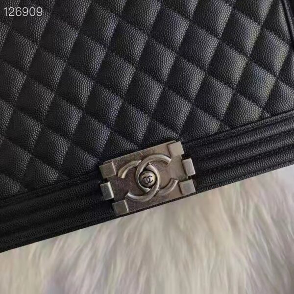 Chanel Women Large Boy Chanel Handbag in Calfskin Leather-Black (14)
