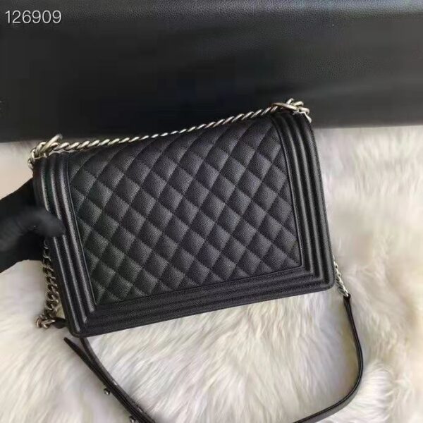 Chanel Women Large Boy Chanel Handbag in Calfskin Leather-Black (16)