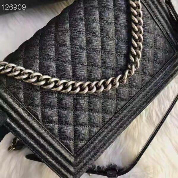 Chanel Women Large Boy Chanel Handbag in Calfskin Leather-Black (17)