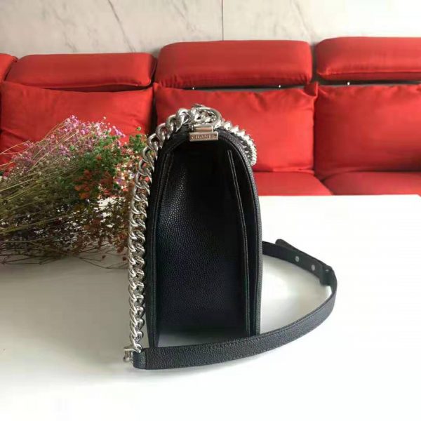 Chanel Women Large Boy Chanel Handbag in Calfskin Leather-Black (3)