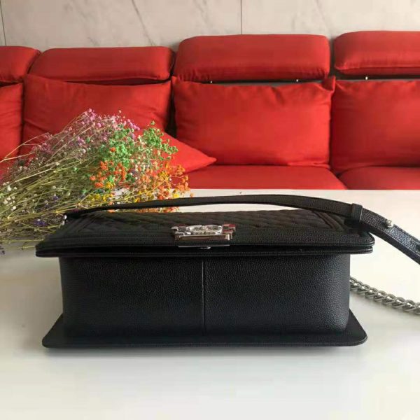 Chanel Women Large Boy Chanel Handbag in Calfskin Leather-Black (5)