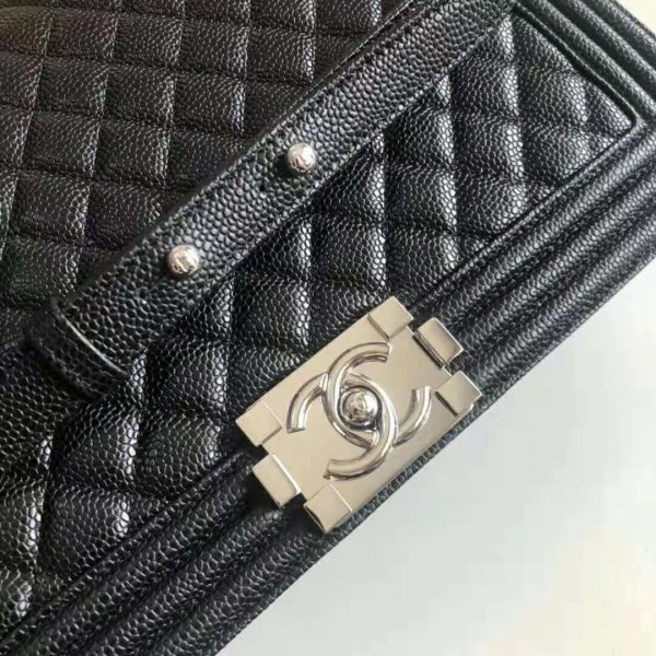 Chanel Women Large Boy Chanel Handbag in Calfskin Leather-Black (6)
