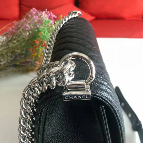 Chanel Women Large Boy Chanel Handbag in Calfskin Leather-Black (7)